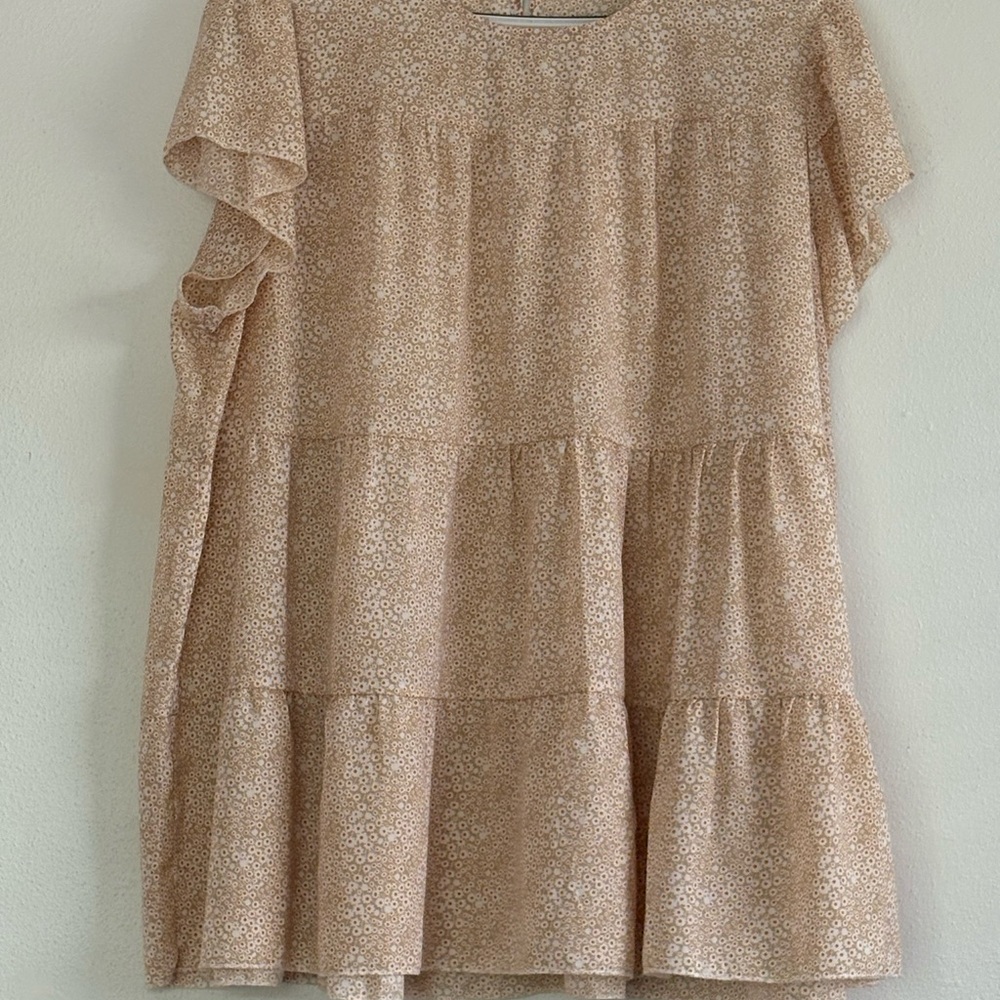 Floral Tan Ruffle Dress